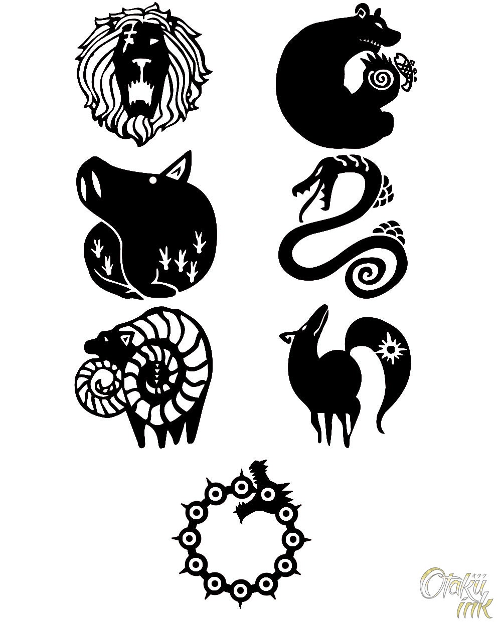 The Seven Deadly Sins: Cosplay Temporary Tattoos by Otaku Ink