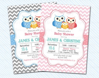 Digital Printable Owl baby Shower Invitation. baby invitation