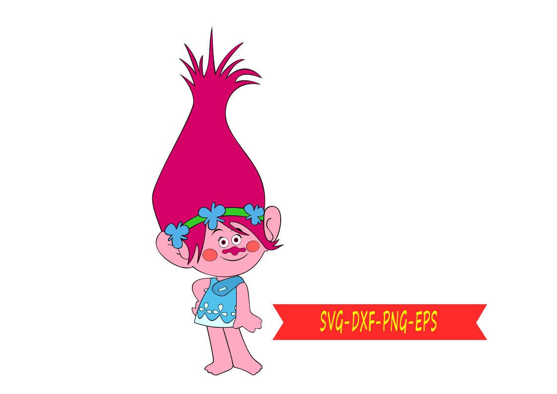 Troll Poppy svg clip art digital download eps dxf svg png.