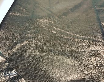 Pewter Metallic Leather: Natural Grain Cow Leather 2.5-3.0 oz (1.1 - 1.3 mm). Perfect for Handbags, Shoes, Garments, Crafts, Jewelry