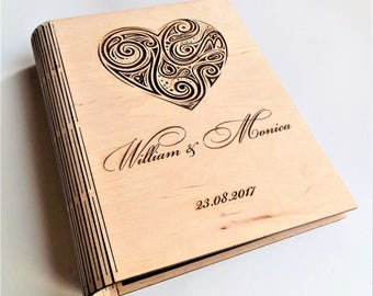 Personalised Guest Book Wooden Guest Book Rustic Guest Book Anniversary Gift Wedding Guest Book Laser Engraved Birthday Book Memory Book