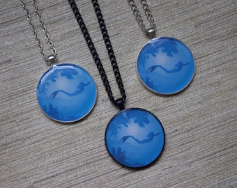 Blue undersea mermaid pendant necklace sealed in clear resin // gift for her // underwater fantasy // fairytale jewelry // handmade pendant