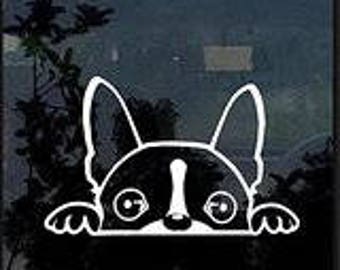 Peeking Boston Terrier Decal | 6-Inches Wide | Premium Quality Vinyl Decal