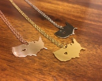 Usa Necklace - Usa Pendant - Usa Charm - Usa Outline - Usa Jewelry - Usa Map Necklace - USA - US Necklace - America Necklace - US Jewelry