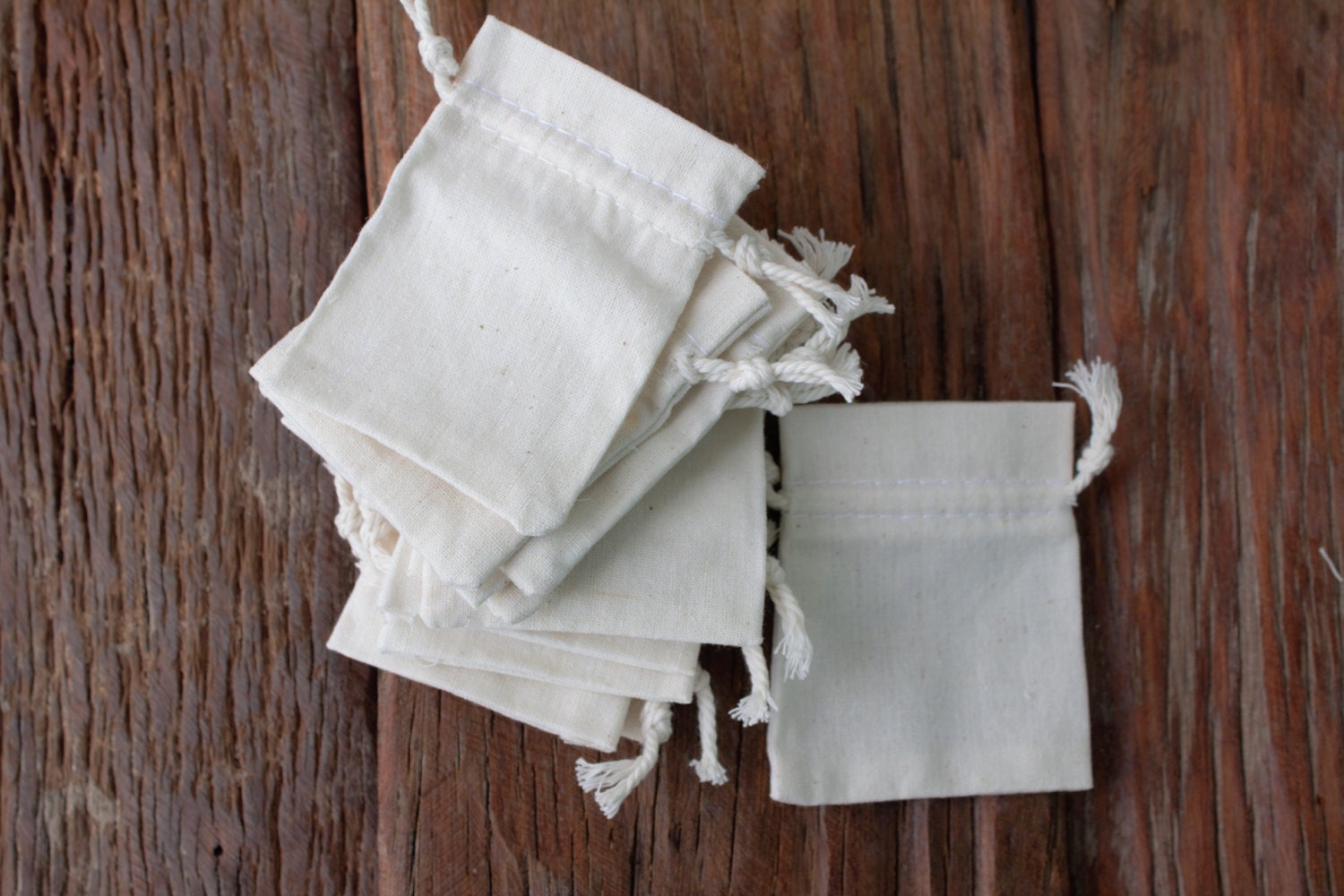 50 pcs 2x3 small Muslin cotton drawstring bags gift bags