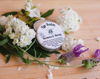 Natural Lip Balm with Beeswax & Honey, handmade with all natural botanical ingredients