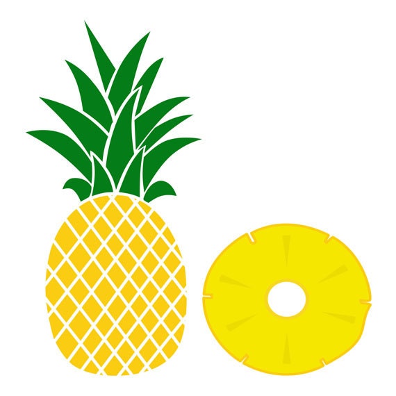 Pineapple and a Slice Clip Art Set Summer Tropical