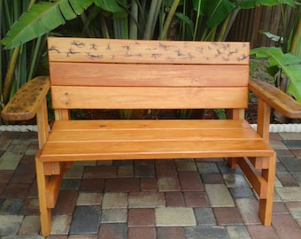 Wood Bench,Handmade,Lichtenberg Fractal,Rustic,Western