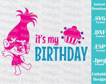 INSTANT DOWNLOAD Svg Trolls Princess Poppy Birthday Girl Inspired Trolls Party Cutting Machines Svg, Esp, Dxf, Jpeg Format Cricut Silhouette