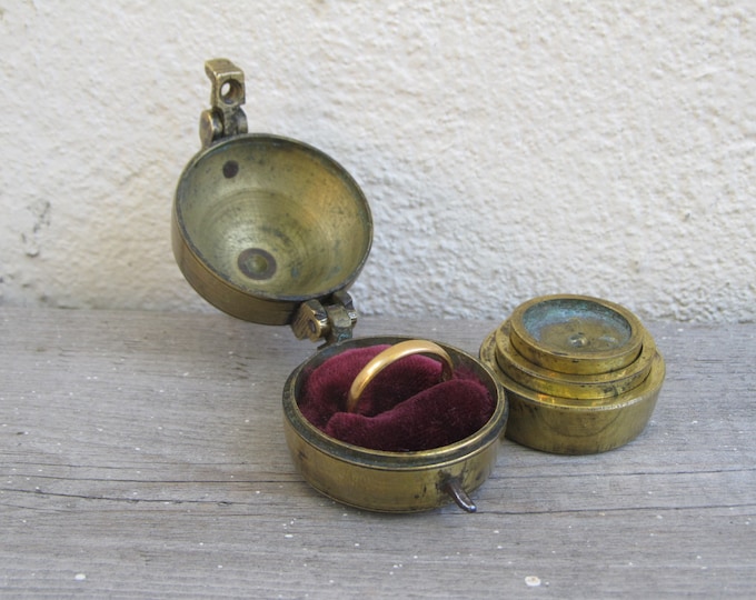 Brass ring box, wedding ring box for him, unique engagement ring presentation box, Victorian industrial steampunk wedding proposal box