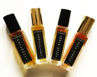 All Natural Perfume Oil. Botanical Perfume. Jasmine&Citrus. Rose Garden. Amber Woods. Patchouli. Vegan. Synthetic Free. Gift Ideas.