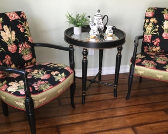 Vintage Upholstered Accent Chairs (Pair)