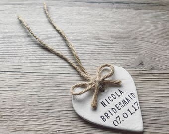 Bridesmaid Clay Keepsake; Bridesmaid Hanger Clay Tag; Bridesmaid Gift; Bridal Party Gift