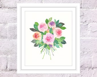 Botanical rose print | Etsy