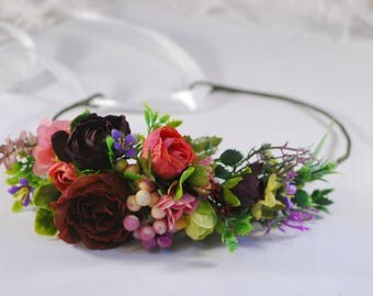 Flower crown Wedding headband Flower headband Floral crown Woodland wedding Wedding hair crown Wedding halo Bridal headband Boho flower girl