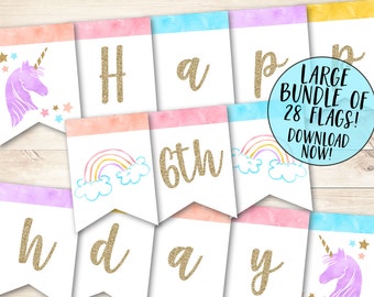Unicorn Banner, Magical Birthday Banner, Unicorn Birthday Banner, Rainbow Birthday Banner, Unicorn Printable Banner, Magical Banner