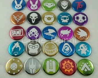 Overwatch Metallic Button Pins