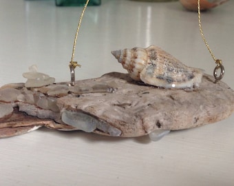 Driftwood Sea glass Shell Ornament