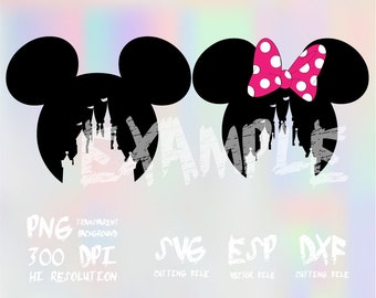 Mickey Minnie head castle ,clipart,SVG,PNG 300dpi ,ESP vector