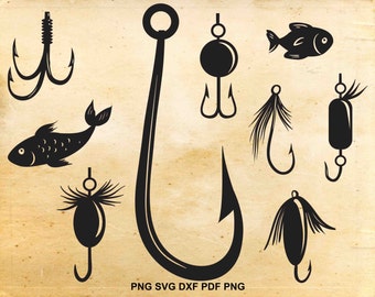 Fishing svg lure, Fishing lure clipart, Fishing hook svg, Hook clip art, Cut files for Silhouette, Svg files for Cricut, Fish clipart