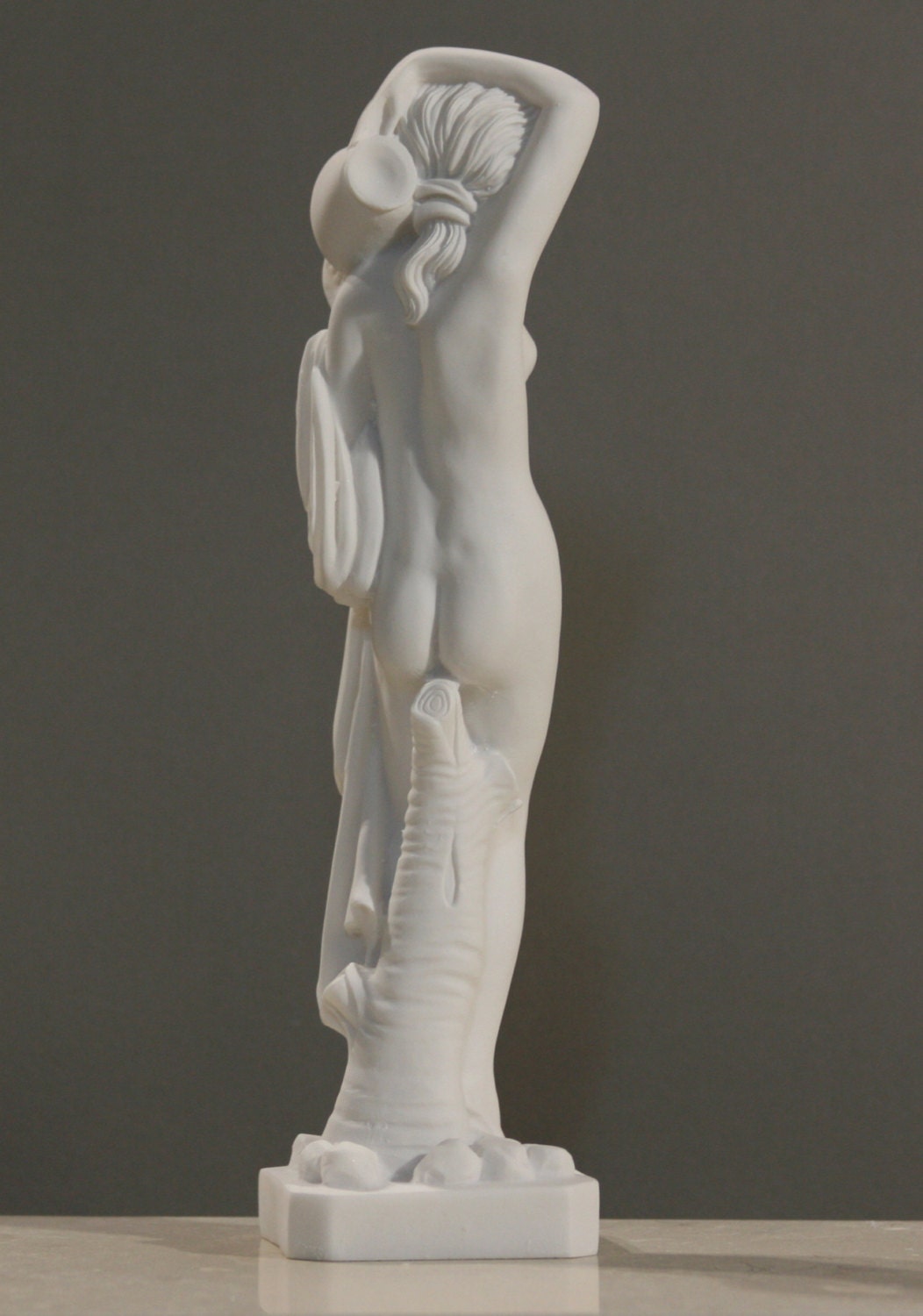 Greek Nude Woman Carrying Hydria Water Jar Alabaster Statue