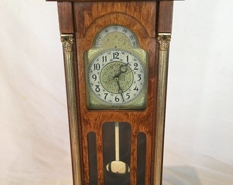 Vintage United Clock Corp Miniature Grandfather Mantel Clock Model #444 - Electric with Pendulum
