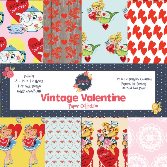 Vintage Valentine Scrapbook Collection 8 Sheets/Designer Paper/Card
