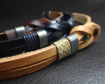 Unique Design Infinity Knot Bracelets, Leather Cuff Bracelets, Unisex Bracelet, Simple Leather Bracelet, Gift for Men, Gift for Women