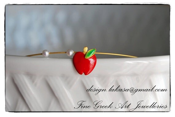 enamel red apple pearls sterling silver necklace gold plated lakasa eshop gifts for her woman girlfriend birthday girl fashion cute beauty
