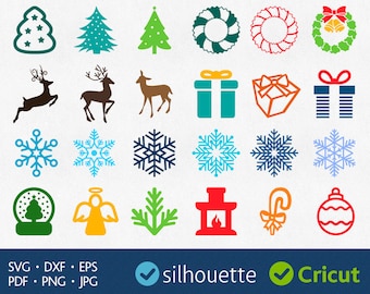 Christmas clip arts Svg Christmas Image Pack Svg Cuttable Christmas Designs for Cricut Christmas Files For Cut Silhouette Dxf Files download