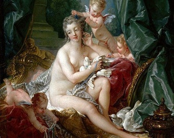 François Boucher : The Toilette of Venus (1751) Canvas Gallery Wrapped Wall Art Print