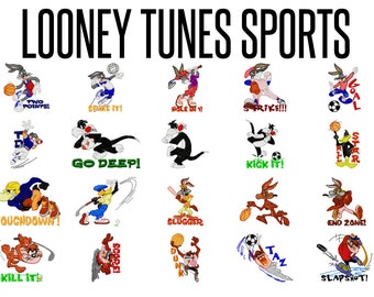 20 Looney Tunes Sports Machine Embroidery Patterns, 4 Inch Hoop Designs, Tweety Designs, Embroidery Designs, Bugs Bunny, Instant Download