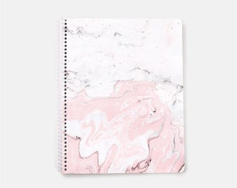 Marble Notebook, Pink Notebook, Lined Notebook, Bujo, Bullet Journal, Spiral Notebook, Large Notebook Journal, Lined Journal, Cute Notebook