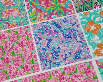 Sample Pack of Six or Three, 6x6 Patterned Vinyl Sheets, Lilly Pulitzer Vinyl Sheets, Lilly Pulitzer Vinyl, Lilly Vinyl