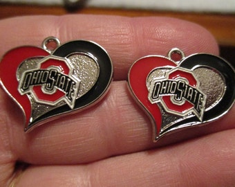 Set of 2 Ohio State Heart Charms