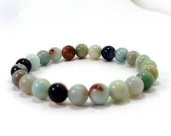 Amazonite 8 mm beads Bracelet,Natural Gemstone Bracelet,Unisex Women Men Bracelet
