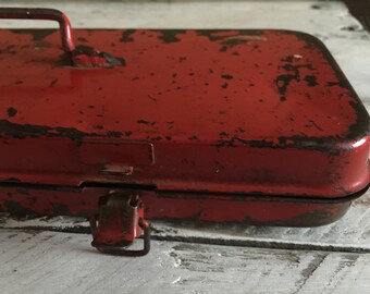 vintage red toolbox, food photography prop, food styling prop
