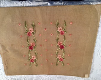Preworked Needlepoint Canvas Pink Posies
