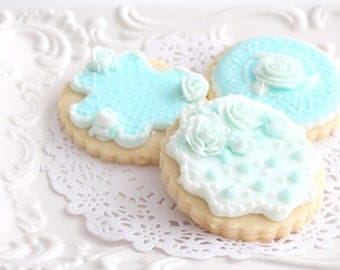 Freshly Baked Cookies With Milk Glass Design, Set of Six, Baby Boy Bridal Shower Gift Inspiration, Wedding Cookies, Set of Twelve