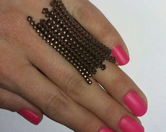 Bronze teeth zipper ring leather ring