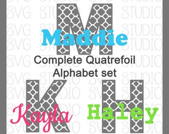 Quatrefoil Alphabet Set, SVG Letters, SVG Fonts , svg File, dxf File, Cricut Cut File, Silhoutte Cut File