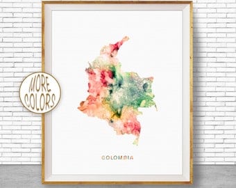 Colombia Map Print, Colombia Print, Office Art Print, Watercolor Map Art, Map Artwork, Office Decorations, Country Map, Art Print Zone