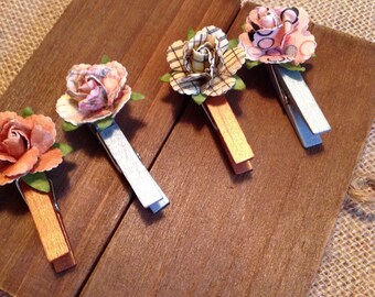 MINI DECO CLOTHESPINS, decorative clothespin , desk decor , office accessories , the office , photo display , paper flower , office decor