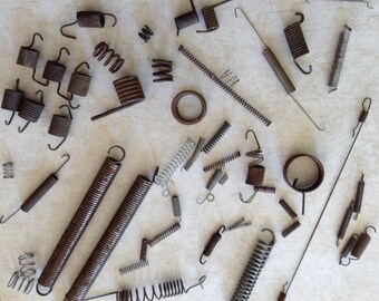Rusty Metal Springs / Industrial Salvage / Rustic Hardware / Steampunk / Assemblage / Mixed Media / Altered Art - Lot of 54 Springs