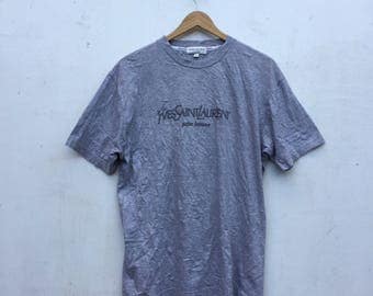 15% Sale Vintage 90s YSL Spellout Yves Saint Laurent Pour Homme Designer Brand T-Shirt Size L #226