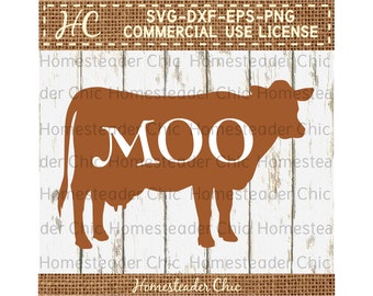 Dairy Cow SVG Dairy Cow Moo Cut File Commercial Use svg dxf eps png-digital file-cutting files-svg files-dxf files-farm svg-dairy cow decor