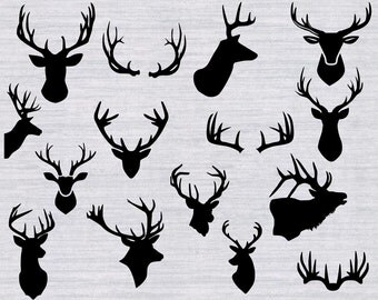 Deer Head SVG Bundle, deer antler svg, deer head clipart, svg files for silhouette, cricut download, deer svg files, dxf, png, cut files