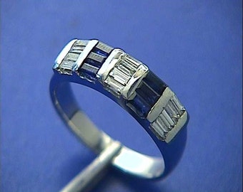 1.46ct Sapphire Diamond wedding Band 14kt White Gold