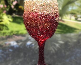 Burgundy Beauty- Burgundy and Gold Glitter Wine Glass