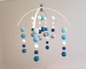 Felt Ball Mobile-"Blue/Green No1"